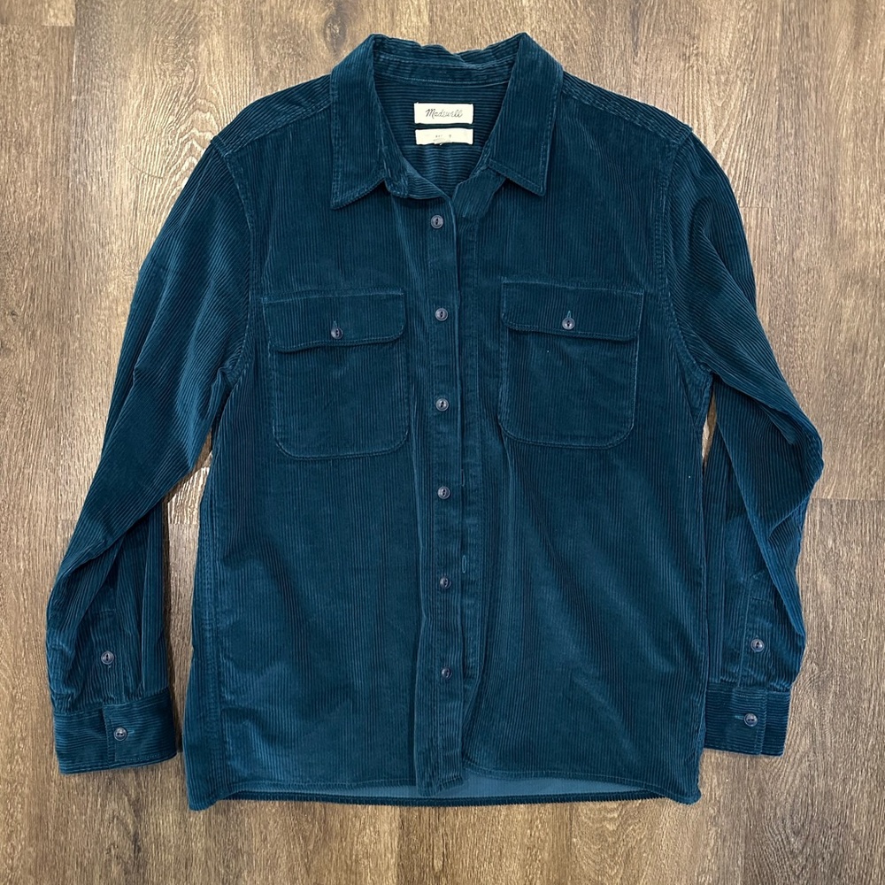 Madewell Easy Fit Men's Teal Corduroy Shirt (Medium) new without tags